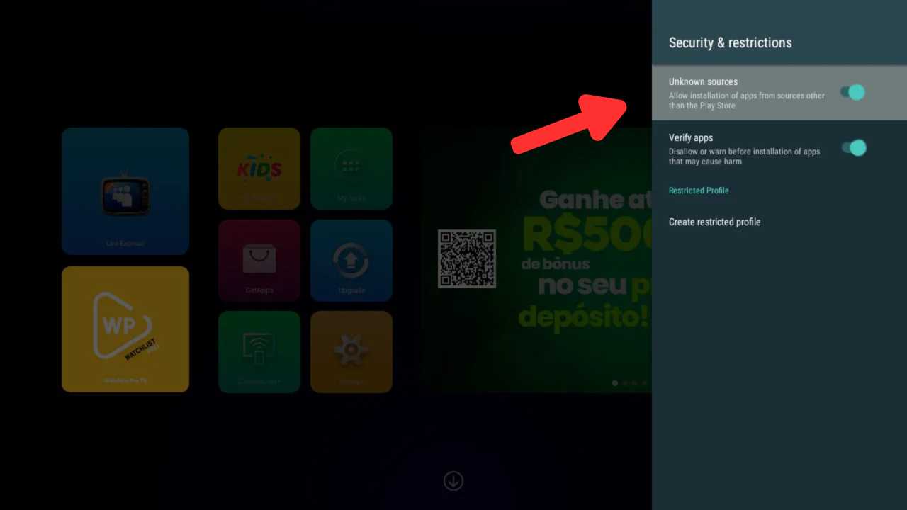 Enable Unknown Sources on Smart TV